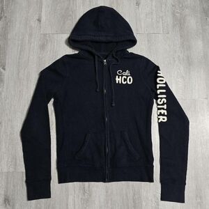 Vintage Y2K Hollister Navy Full Zip HoodieSize Medium